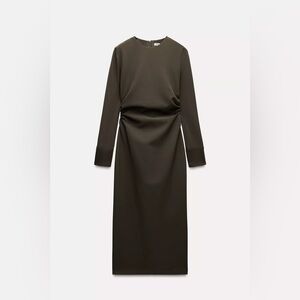 Zara olive long sleeve dress